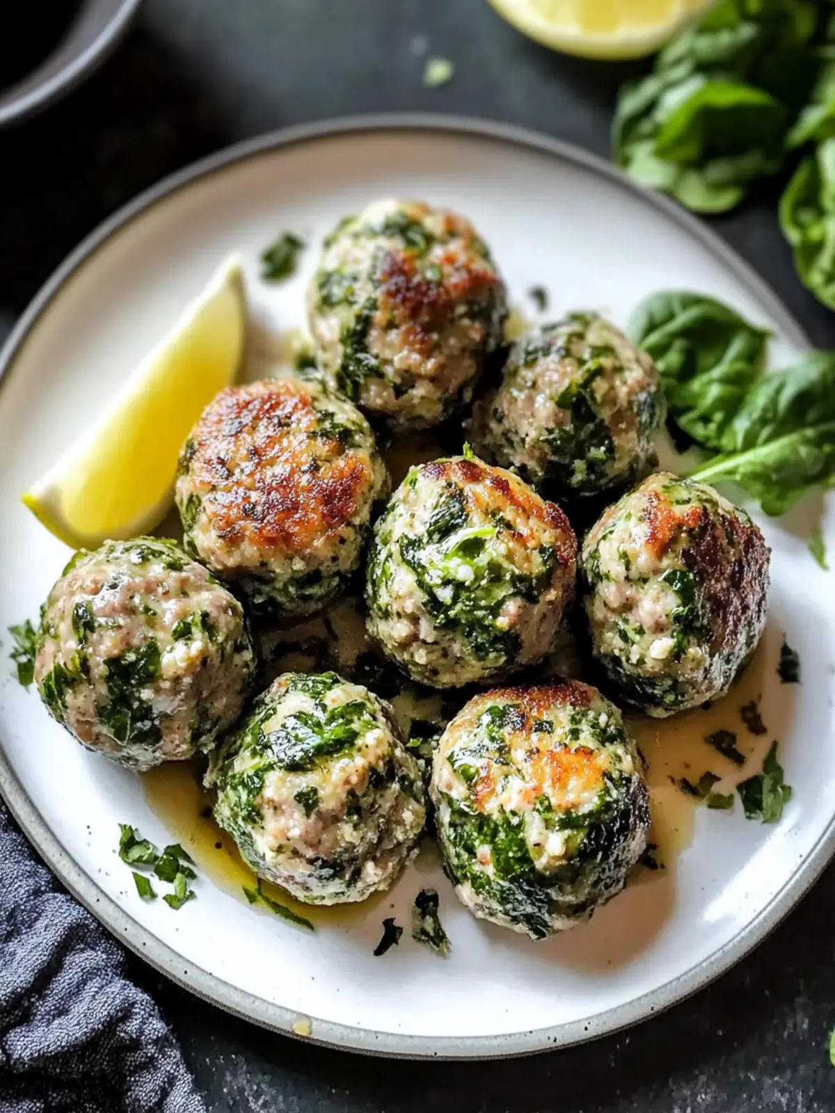 Spinach Garlic Meatballs with Mozzarella: Comfort Food Delight 2 Spinach Garlic Meatballs