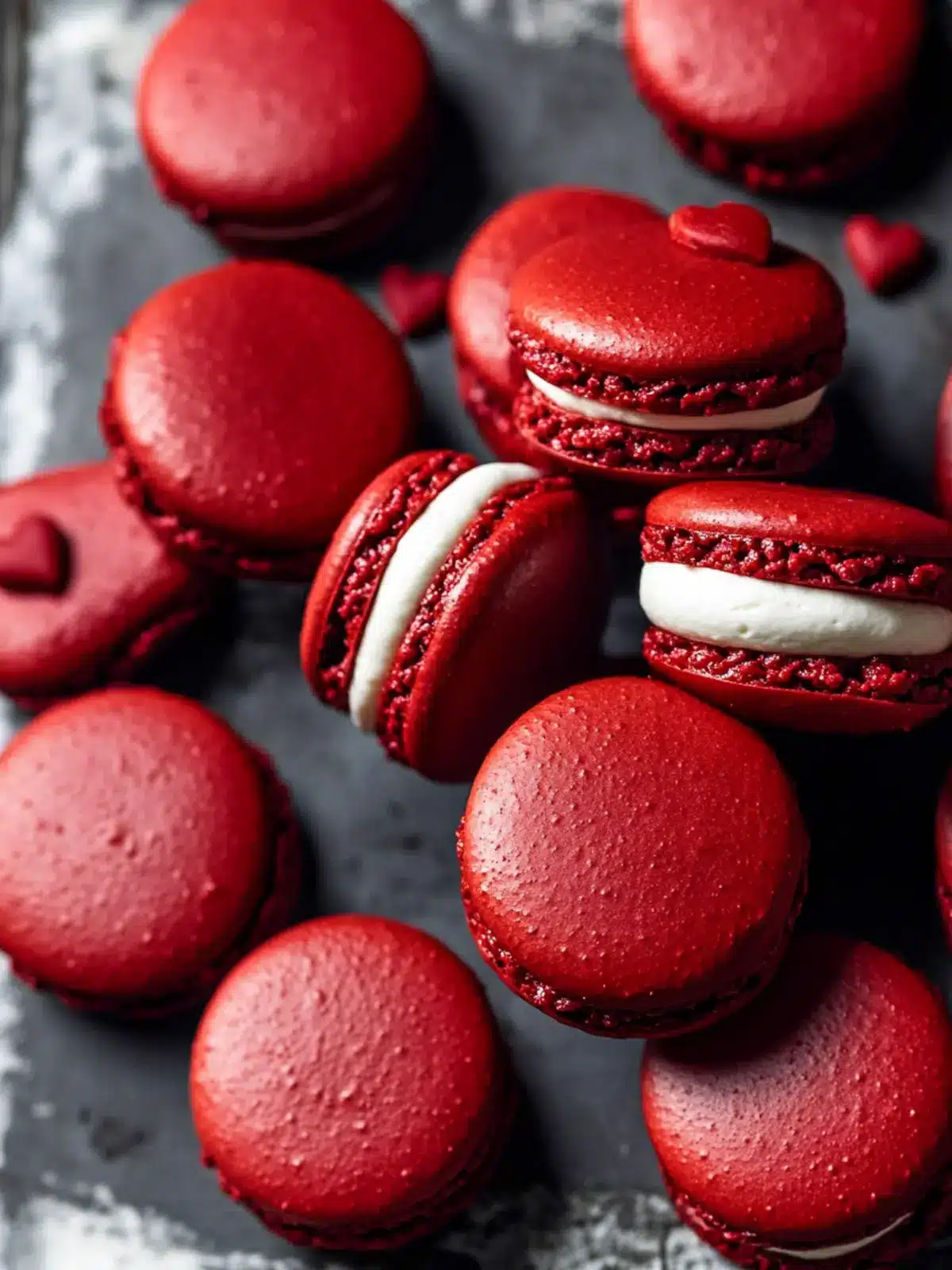 Decadent Red Velvet Macarons with Mascarpone Frosting Bliss 5 Red Velvet Macarons with Mascarpone Frosting