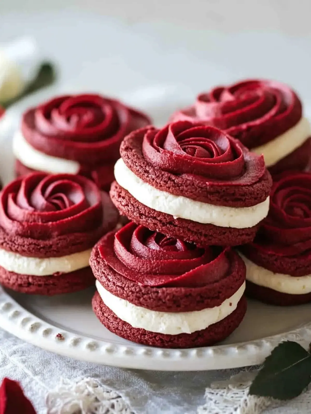 Irresistible Red Velvet Rose Sandwich Cookies for Sweet Moments 4 Red Velvet Rose Sandwich Cookies