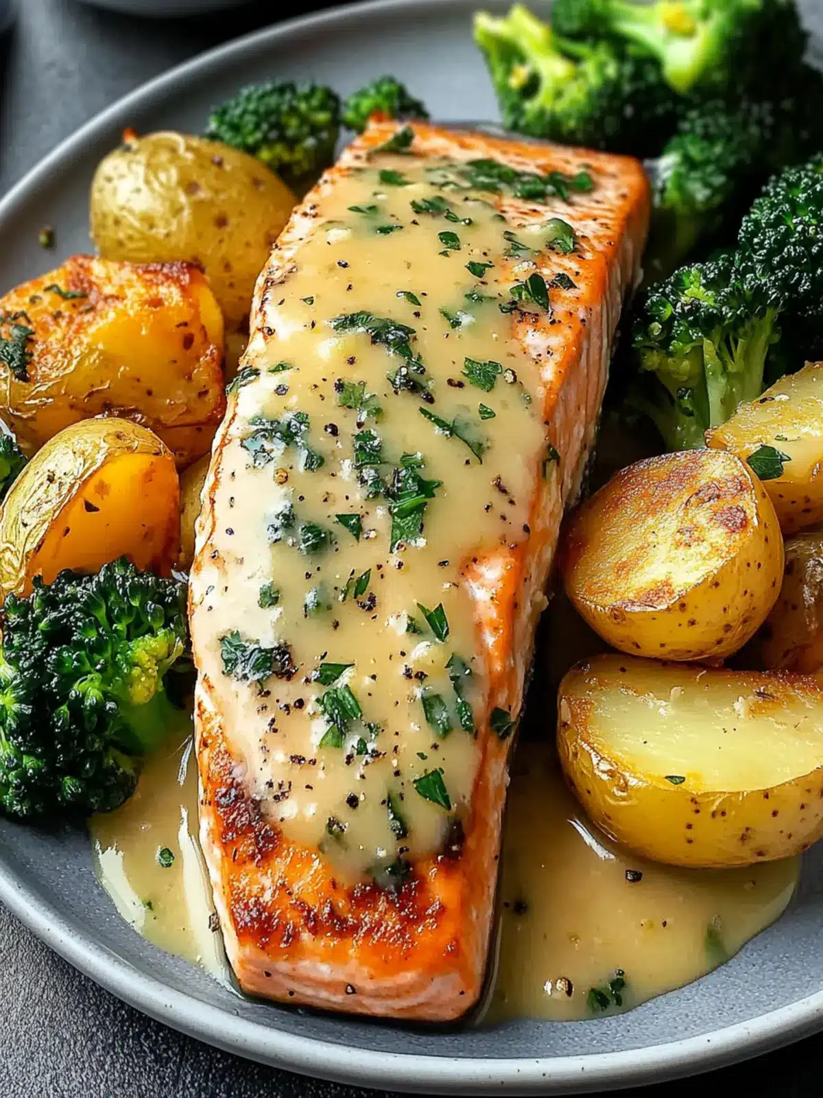 Lemon Butter Salmon with Crispy Potatoes and Broccoli Delight 3 Lemon Butter Salmon with Crispy Potatoes and Broccoli