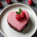 Gorgeous Heart Shaped Raspberry Mousse Over Decadent Brownies 2 Heart Shaped Raspberry Mousse with a Brownie Base