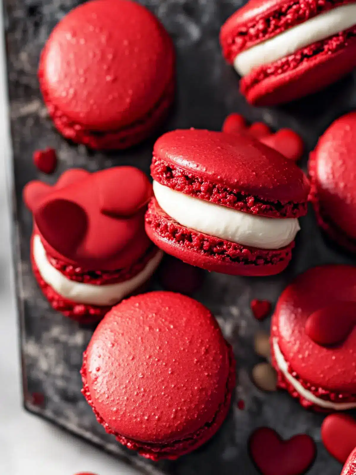 Decadent Red Velvet Macarons with Mascarpone Frosting Bliss 4 Red Velvet Macarons with Mascarpone Frosting