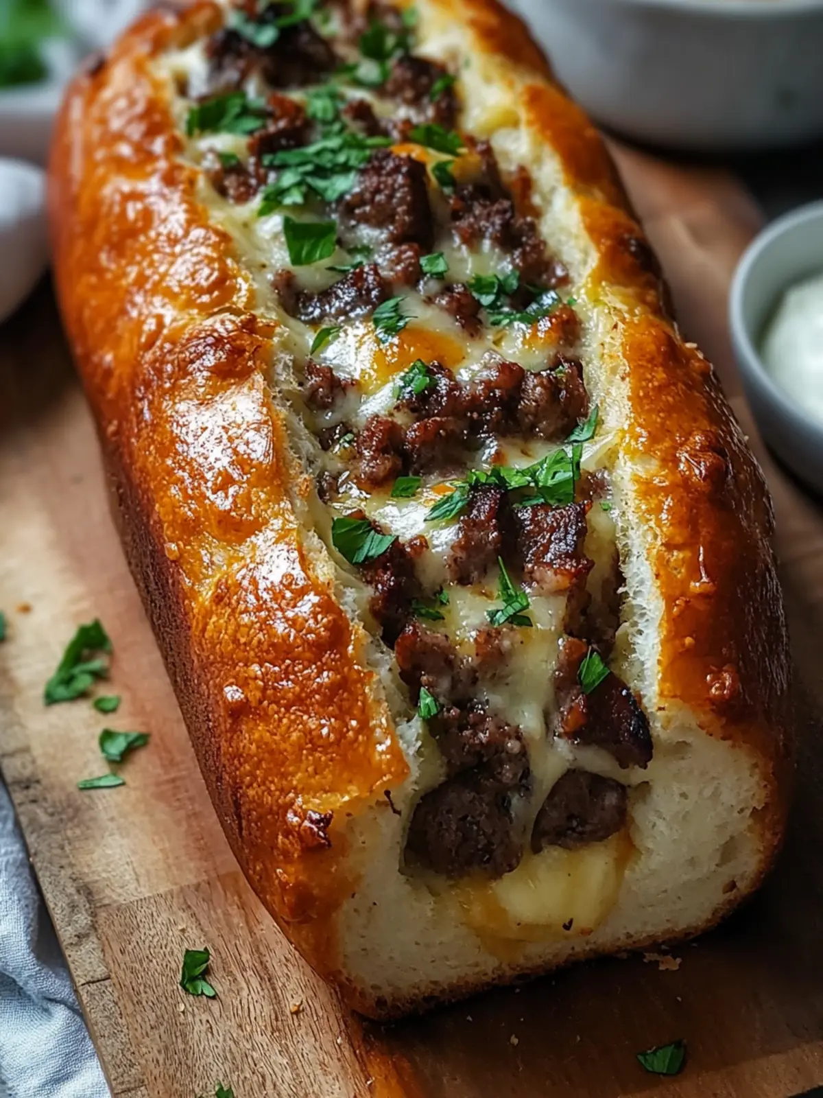 Cheesesteak-Stuffed Garlic Bread Loaf: Comfort Food Bliss 3 Cheesesteak-Stuffed Garlic Bread Loaf