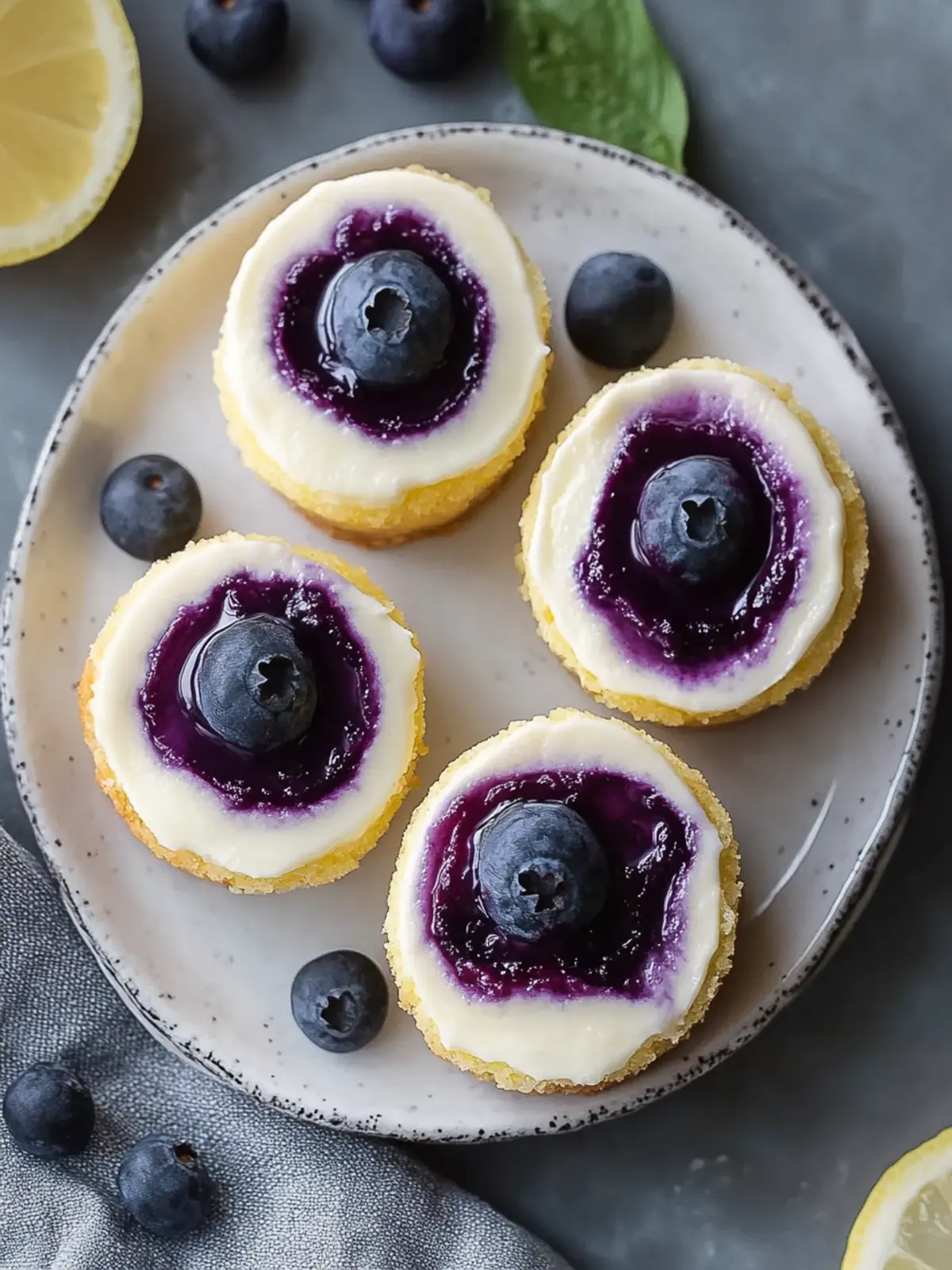 Delightful Juicy Mini Lemon Blueberry Cheesecakes to Impress 2 Juicy Mini Lemon Blueberry Cheesecakes