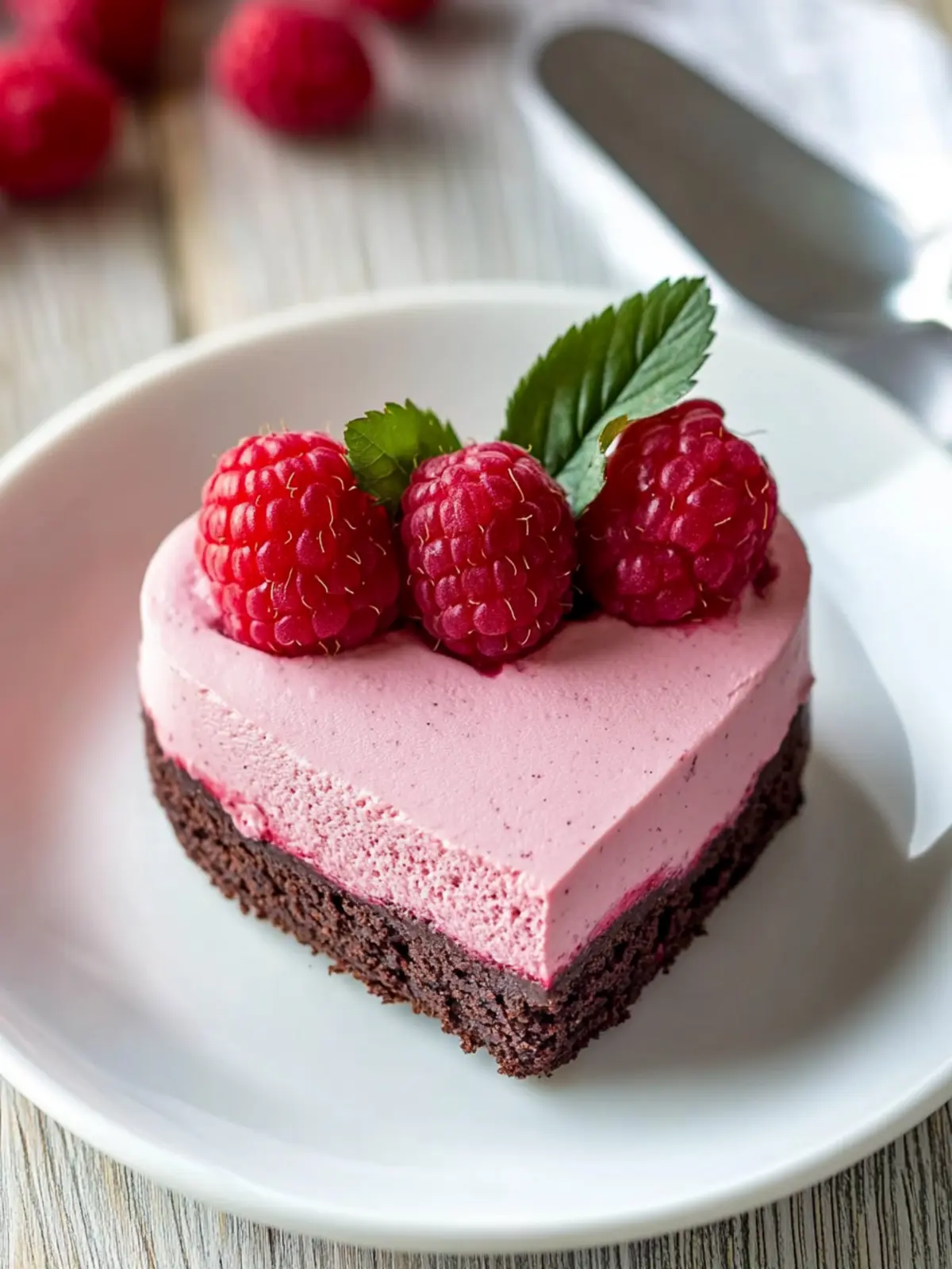 Gorgeous Heart Shaped Raspberry Mousse Over Decadent Brownies 4 Heart Shaped Raspberry Mousse with a Brownie Base