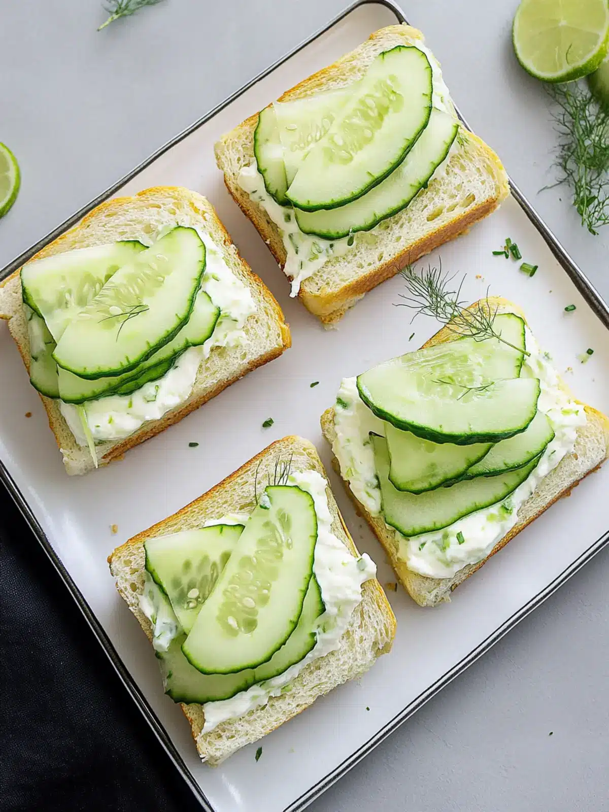 Savory Cucumber Sandwiches with Creamy Fresh Herbs Delight 4 Cucumber Sandwiches