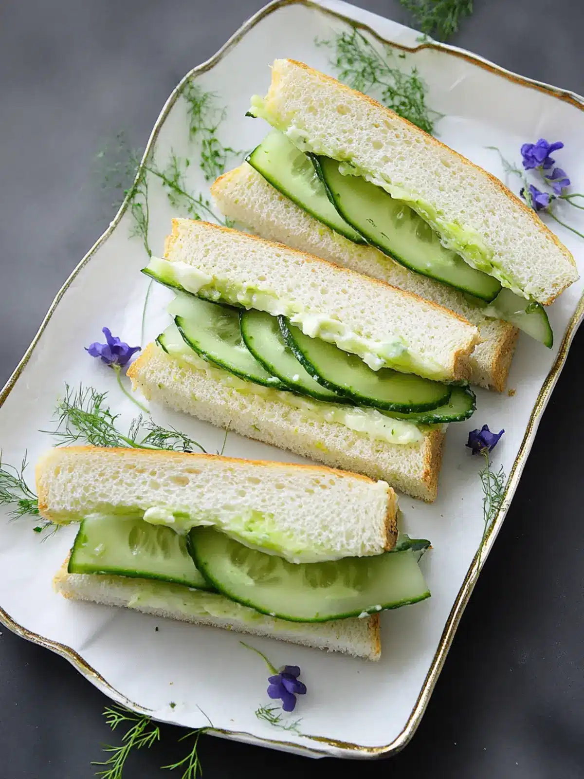 Savory Cucumber Sandwiches with Creamy Fresh Herbs Delight 2 Cucumber Sandwiches