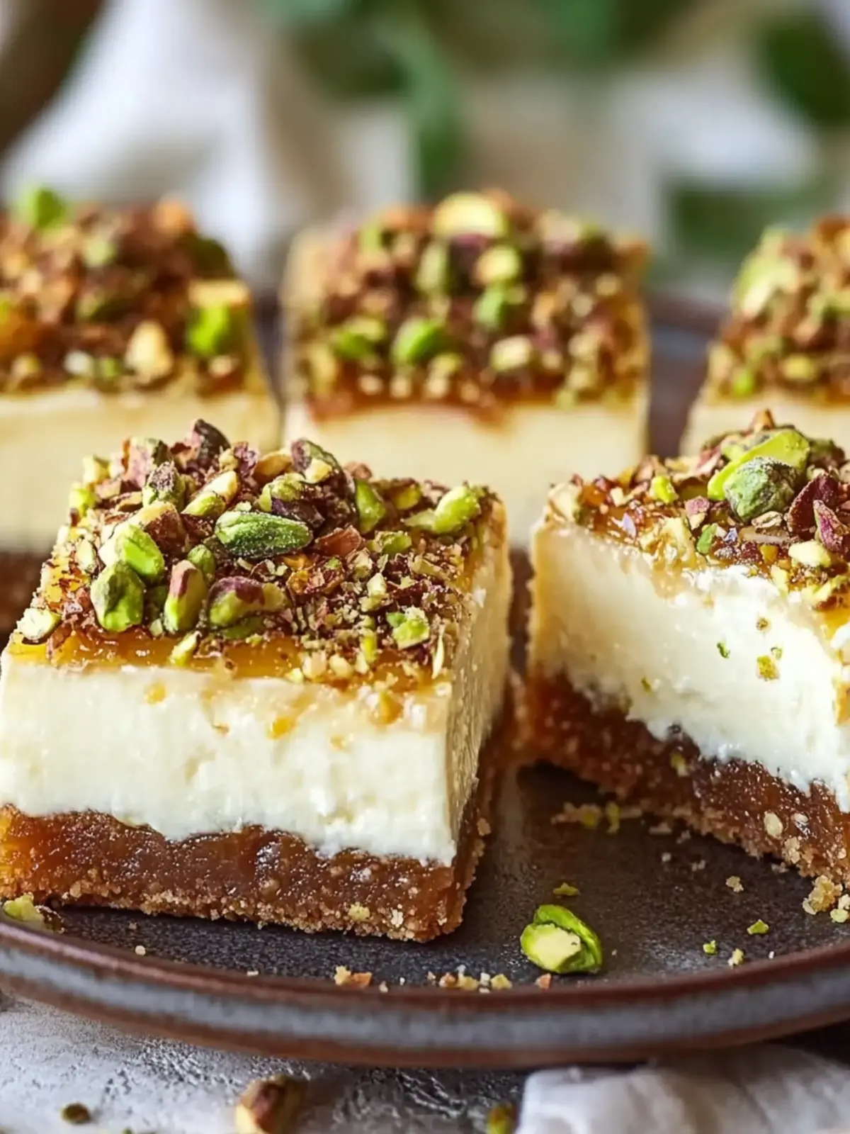 Greek Honey Pistachio Cheesecake Bars for a Guilt-Free Indulgence 2 Greek Honey Pistachio Cheesecake Bars