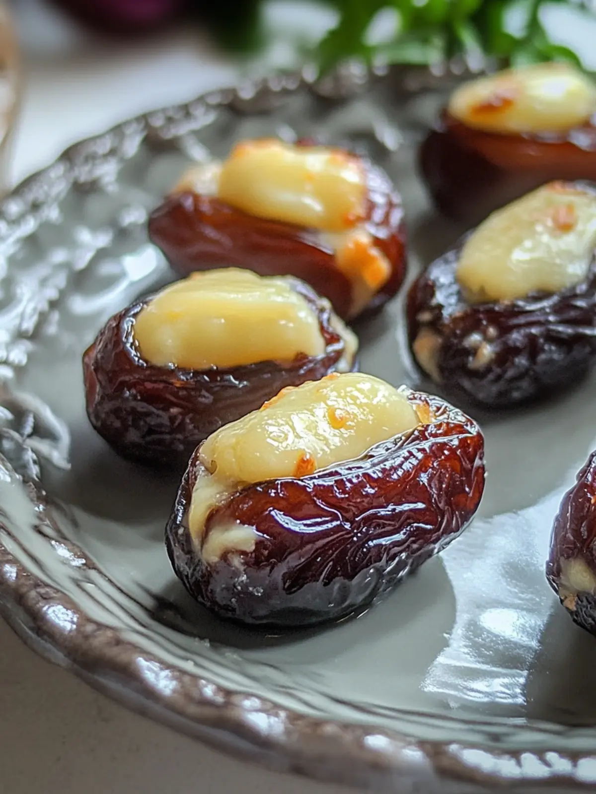 Decadent Cheese Stuffed Dates with a Sweet Brûlée Crunch 2 Cheese Stuffed Dates