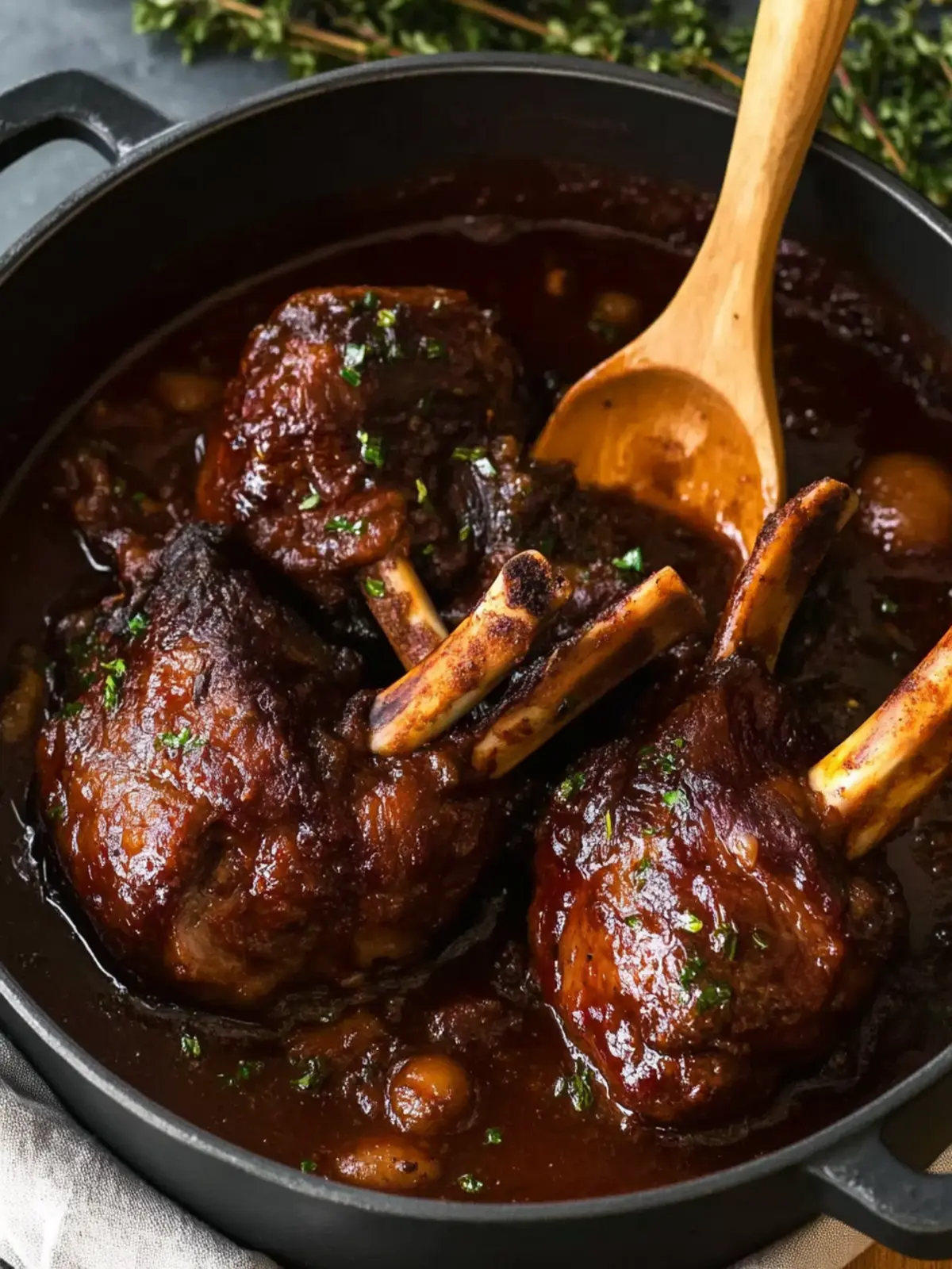 Savory Slow Cooked Lamb Shanks in Rich Red Wine Sauce 2 Slow Cooked Lamb Shanks in Red Wine Sauce