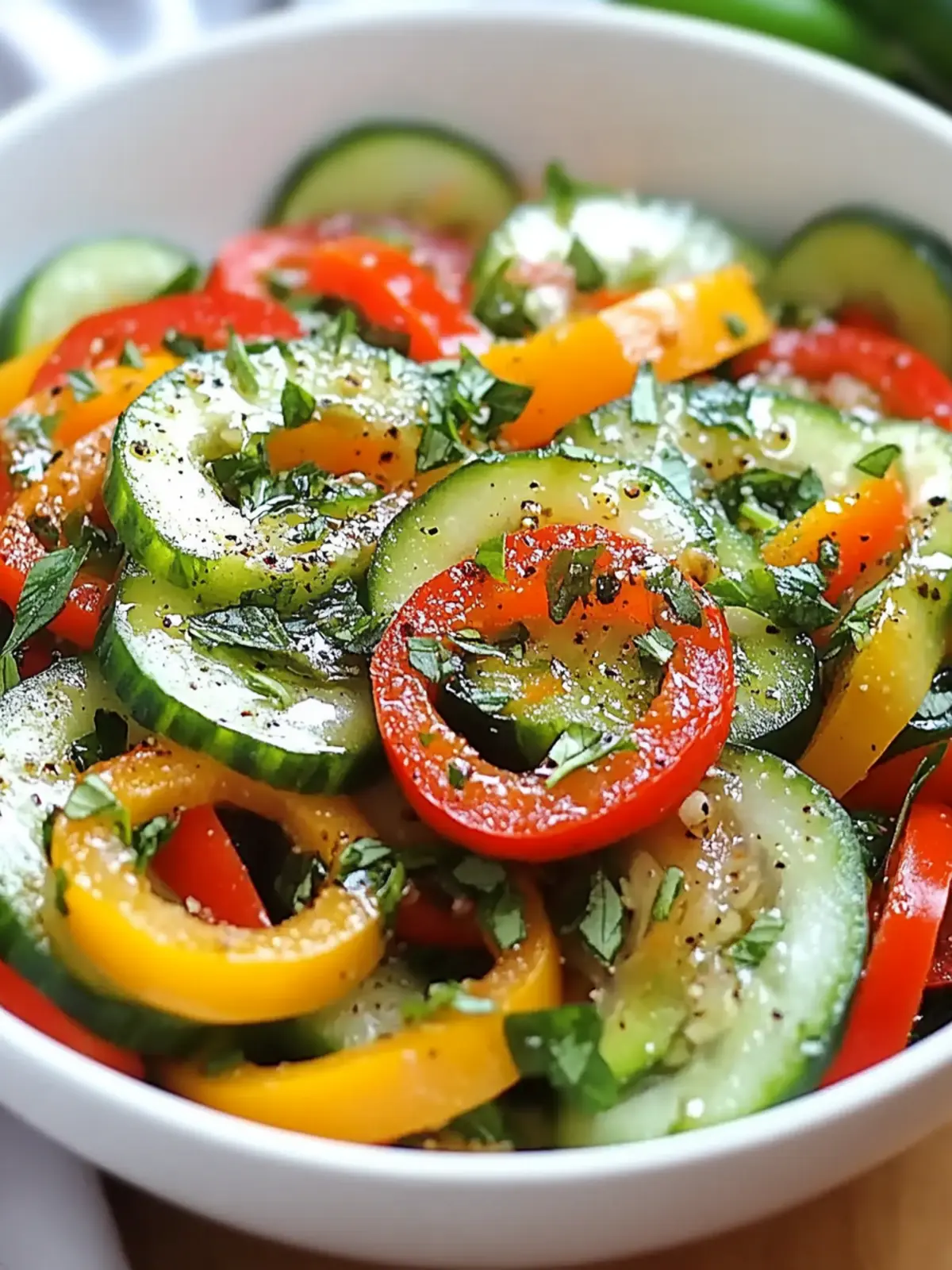 Crisp Cucumber Sweet Pepper Salad in 5 Minutes or Less 3 Cucumber Sweet Pepper Salad
