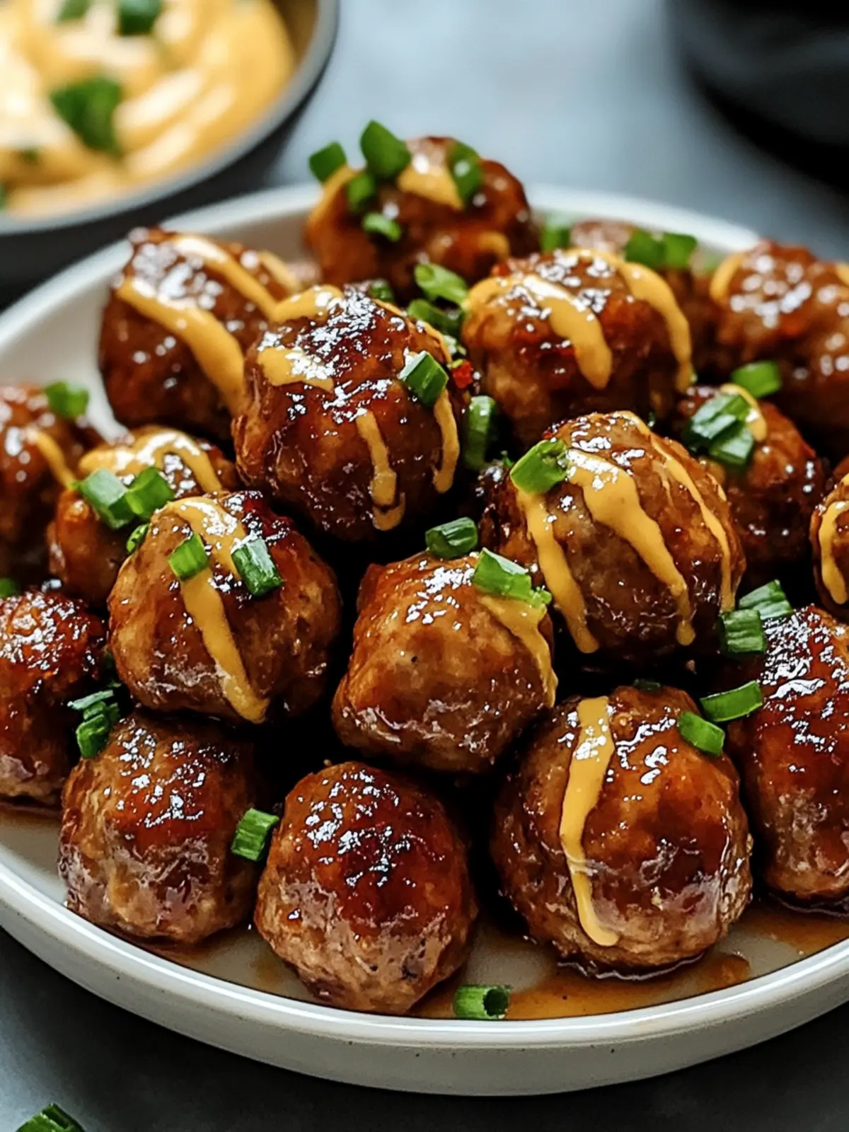 Korean BBQ Meatballs with a Fiery Spicy Mayo Dip 2 Korean BBQ Meatballs