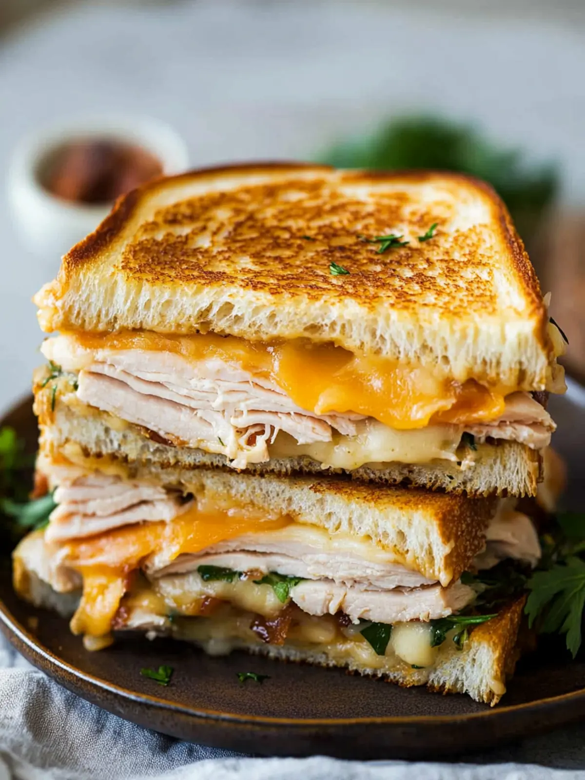 Ultimate Turkey Melt with Cheddar and Spinach Bliss 3 Turkey Melt with Cheddar