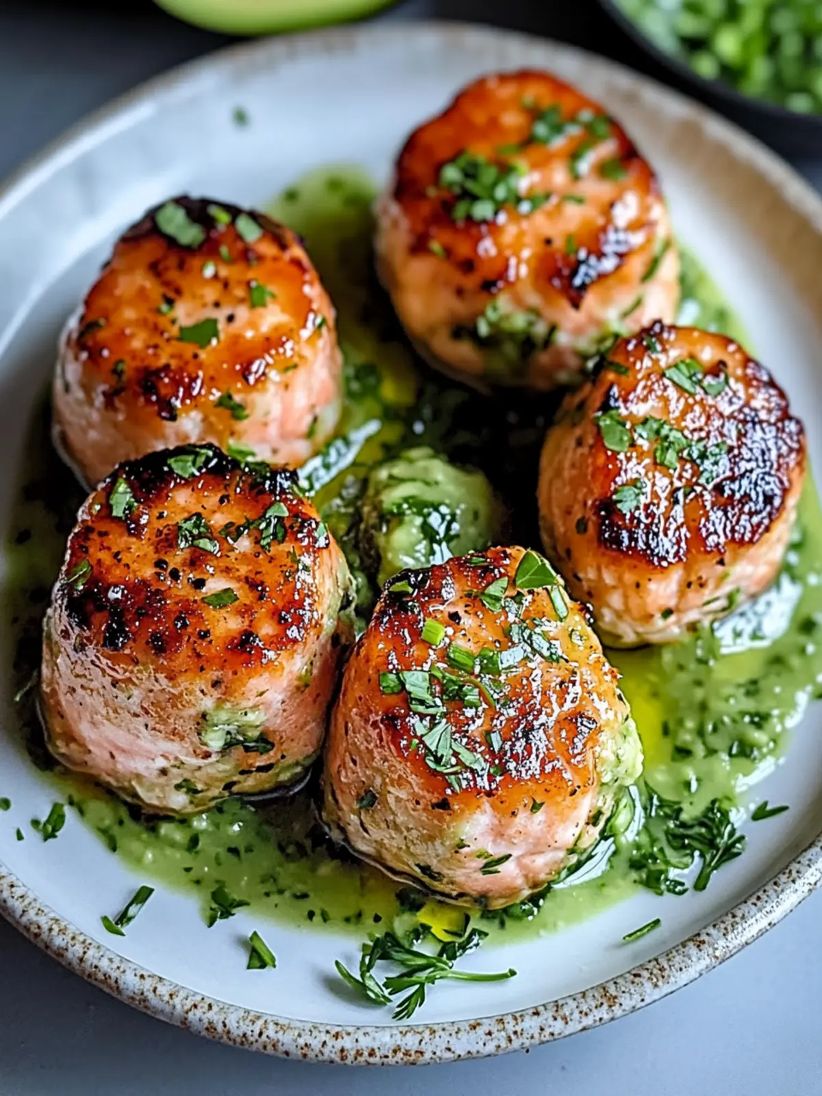 Savory Salmon Balls with Zesty Avocado Sauce Delight 4 Salmon Balls Avocado Sauce