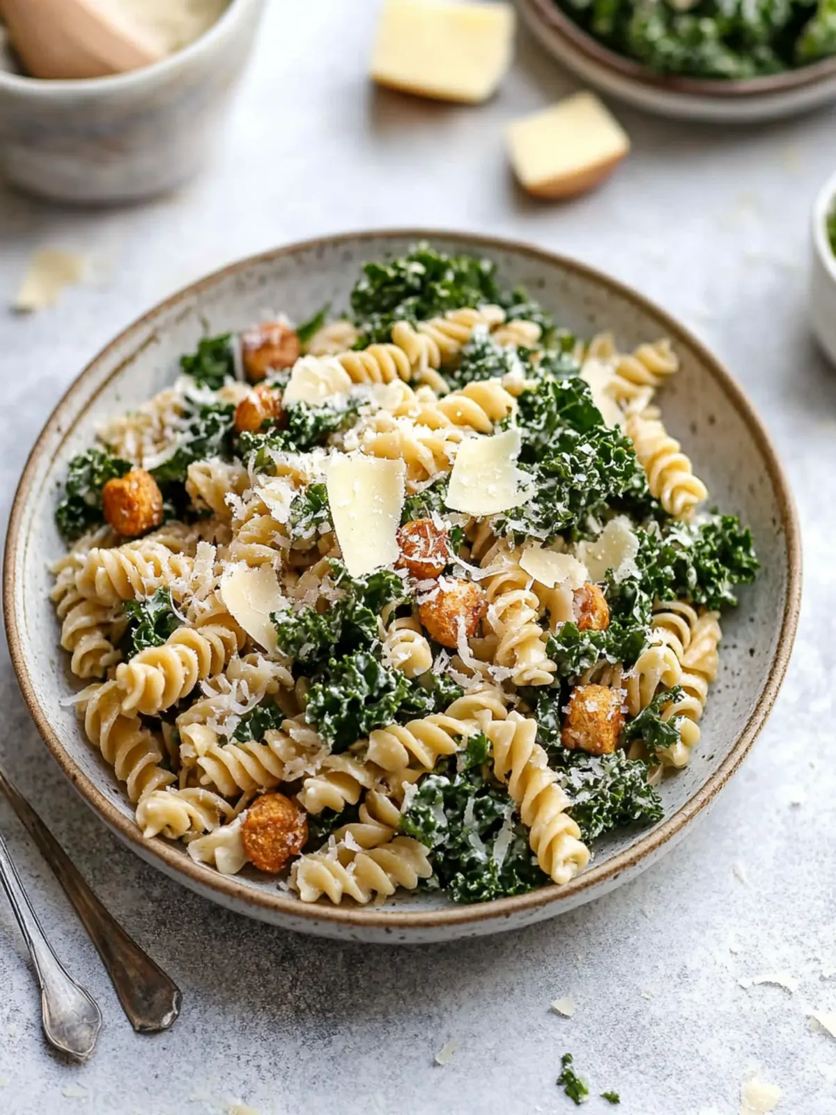 Delicious Kale Caesar Pasta Salad for Easy Healthy Meals 2 Kale Caesar Pasta Salad