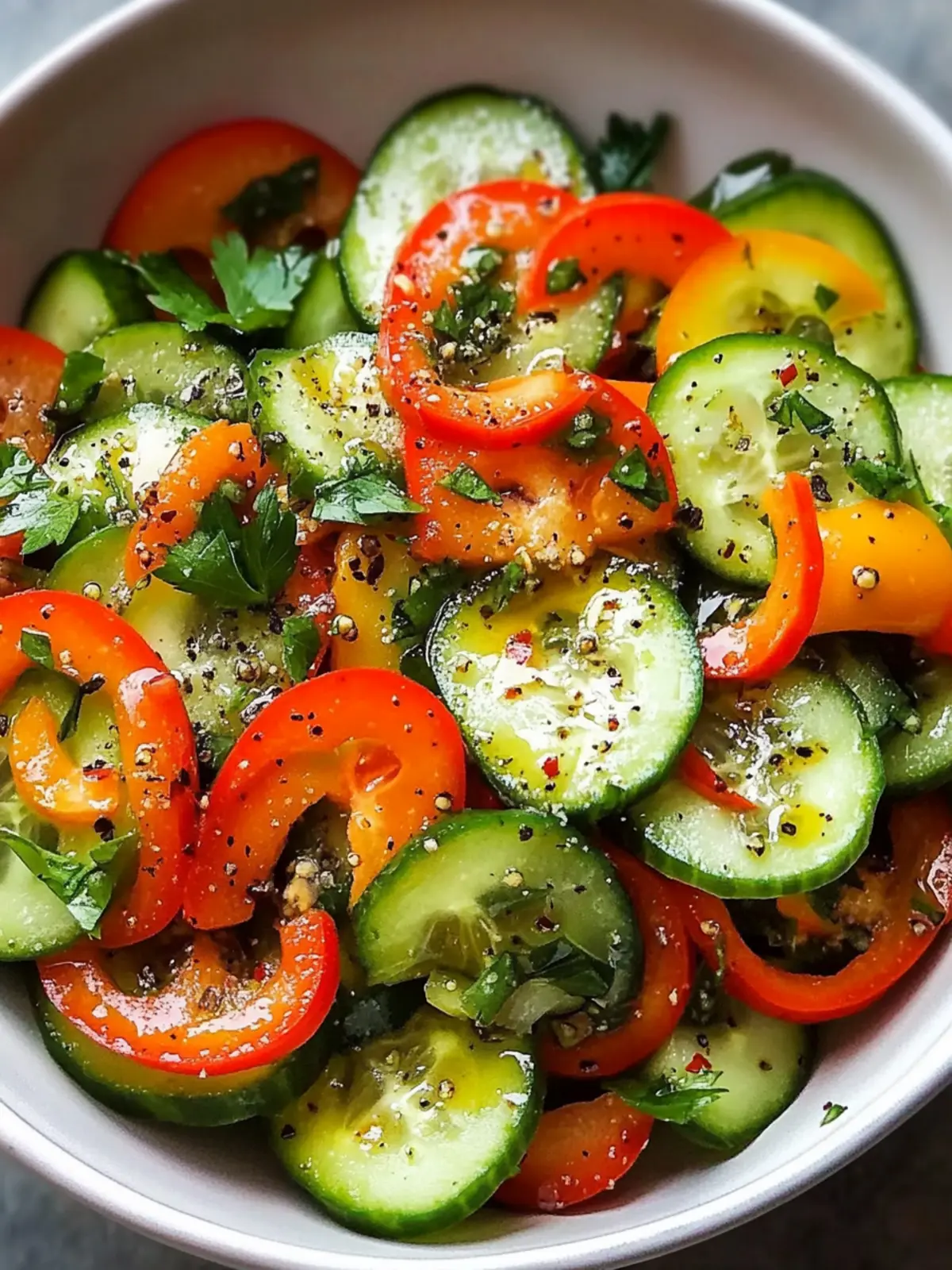 Crisp Cucumber Sweet Pepper Salad in 5 Minutes or Less 5 Cucumber Sweet Pepper Salad