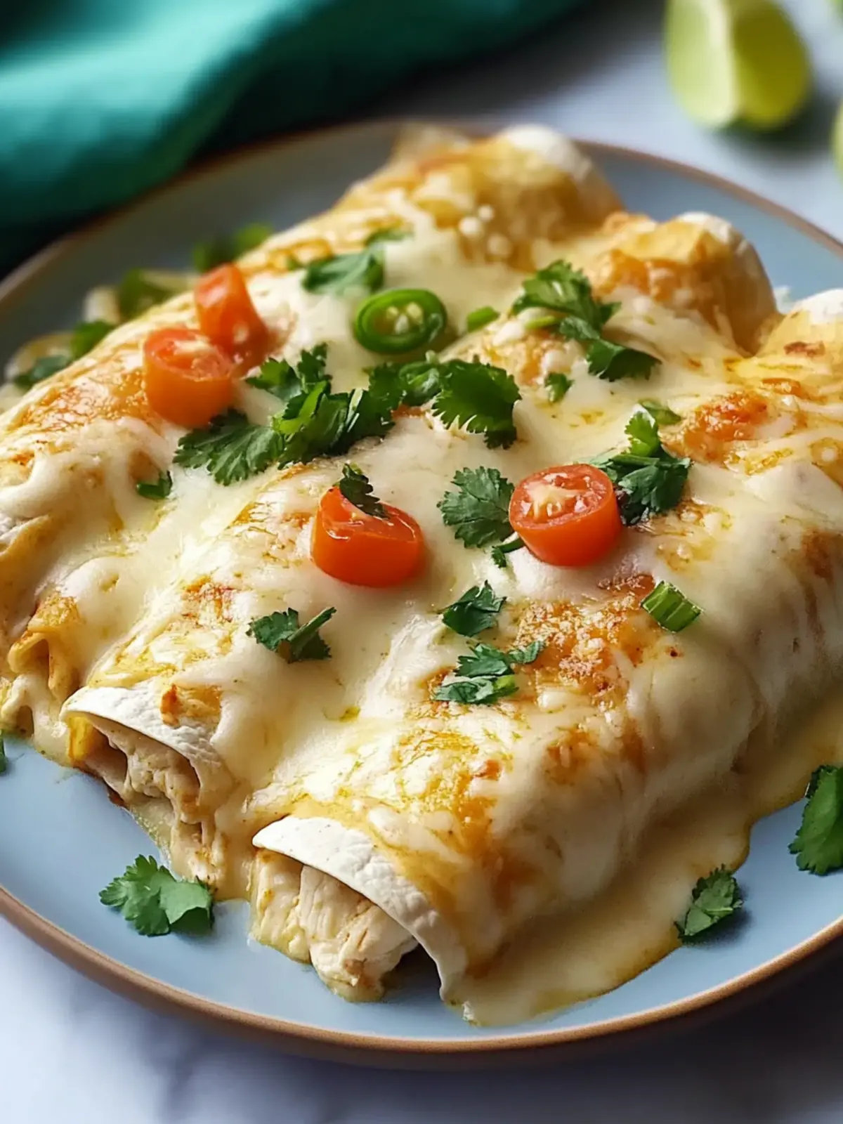 Creamy White Rotisserie Chicken Enchiladas for Easy Dinners 2 White Rotisserie Chicken Enchiladas