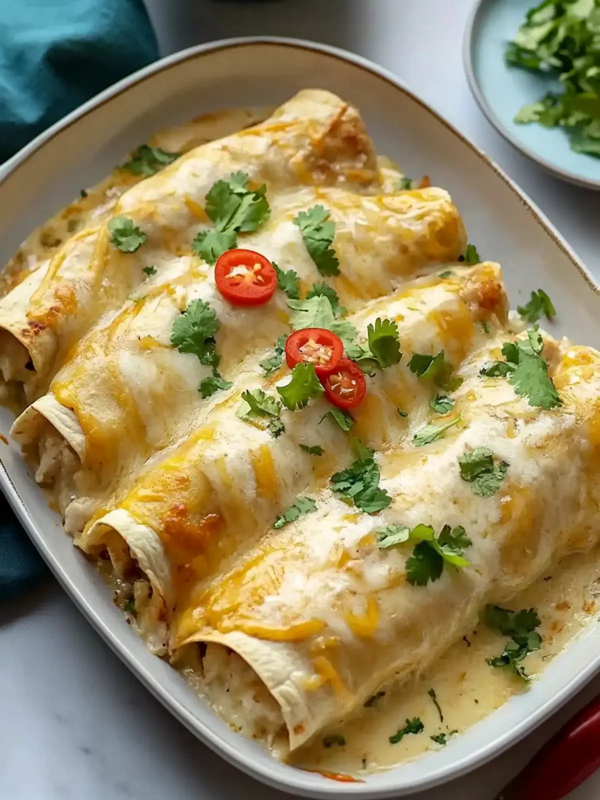 Creamy White Rotisserie Chicken Enchiladas for Easy Dinners 4 White Rotisserie Chicken Enchiladas