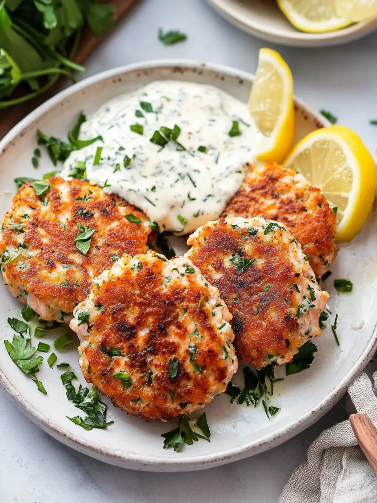 Irresistible Salmon Patties with Dreams of Creamy Lemon-Garlic Sauce 4 Salmon Patties with Creamy Lemon-Garlic Sauce