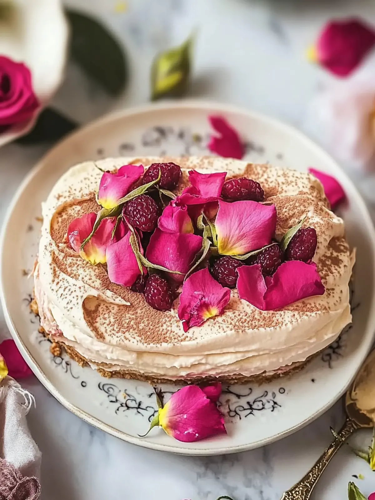 Heavenly Eggless Rose Tiramisu: No-Bake Floral Bliss 2 Rose Tiramisu