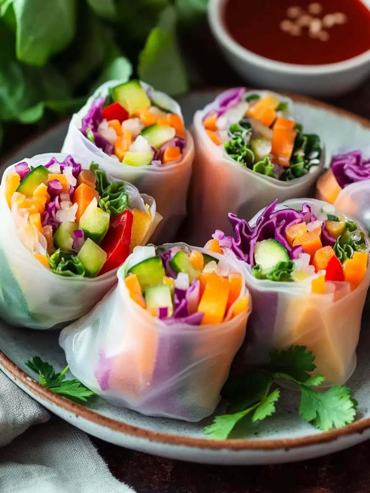 Rainbow Vegetable Spring Rolls with Spicy Sriracha-Mayo Delight 3 Rainbow Vegetable Spring Rolls