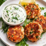 Irresistible Salmon Patties with Dreams of Creamy Lemon-Garlic Sauce 7 Salmon Patties with Creamy Lemon-Garlic Sauce