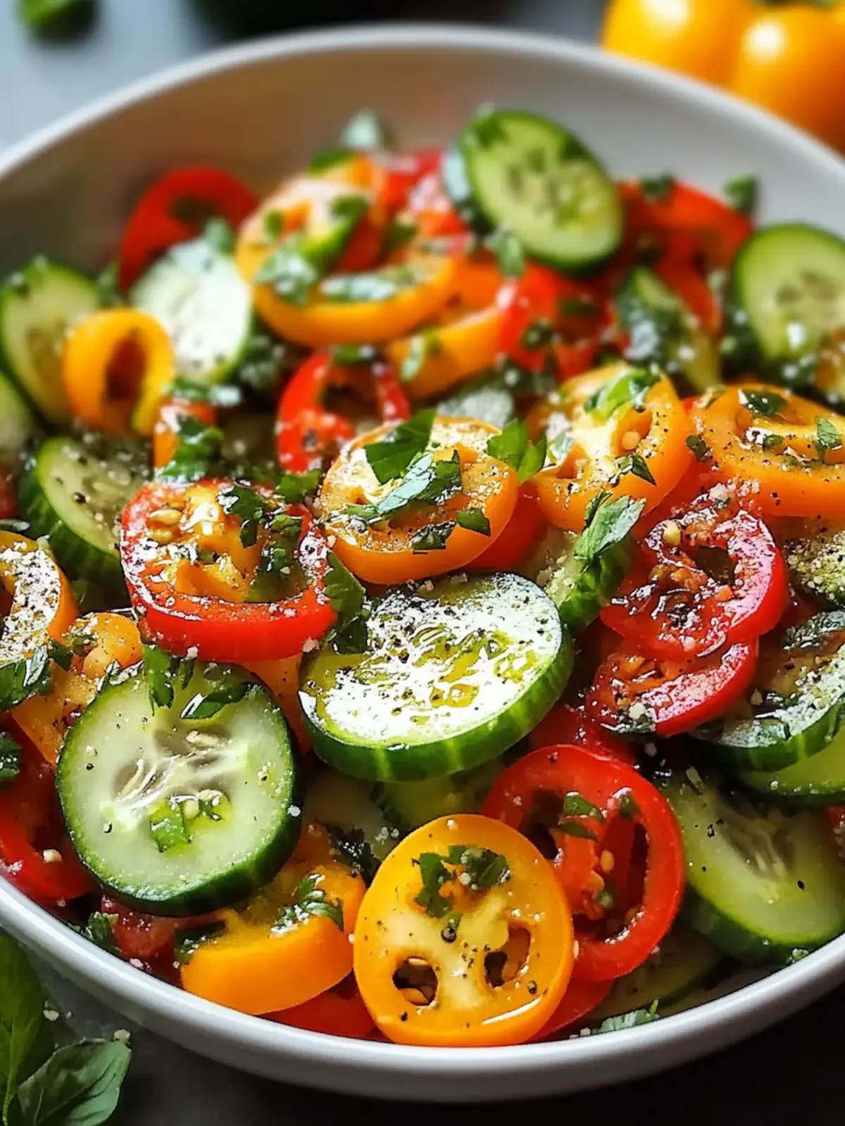 Crisp Cucumber Sweet Pepper Salad in 5 Minutes or Less 4 Cucumber Sweet Pepper Salad