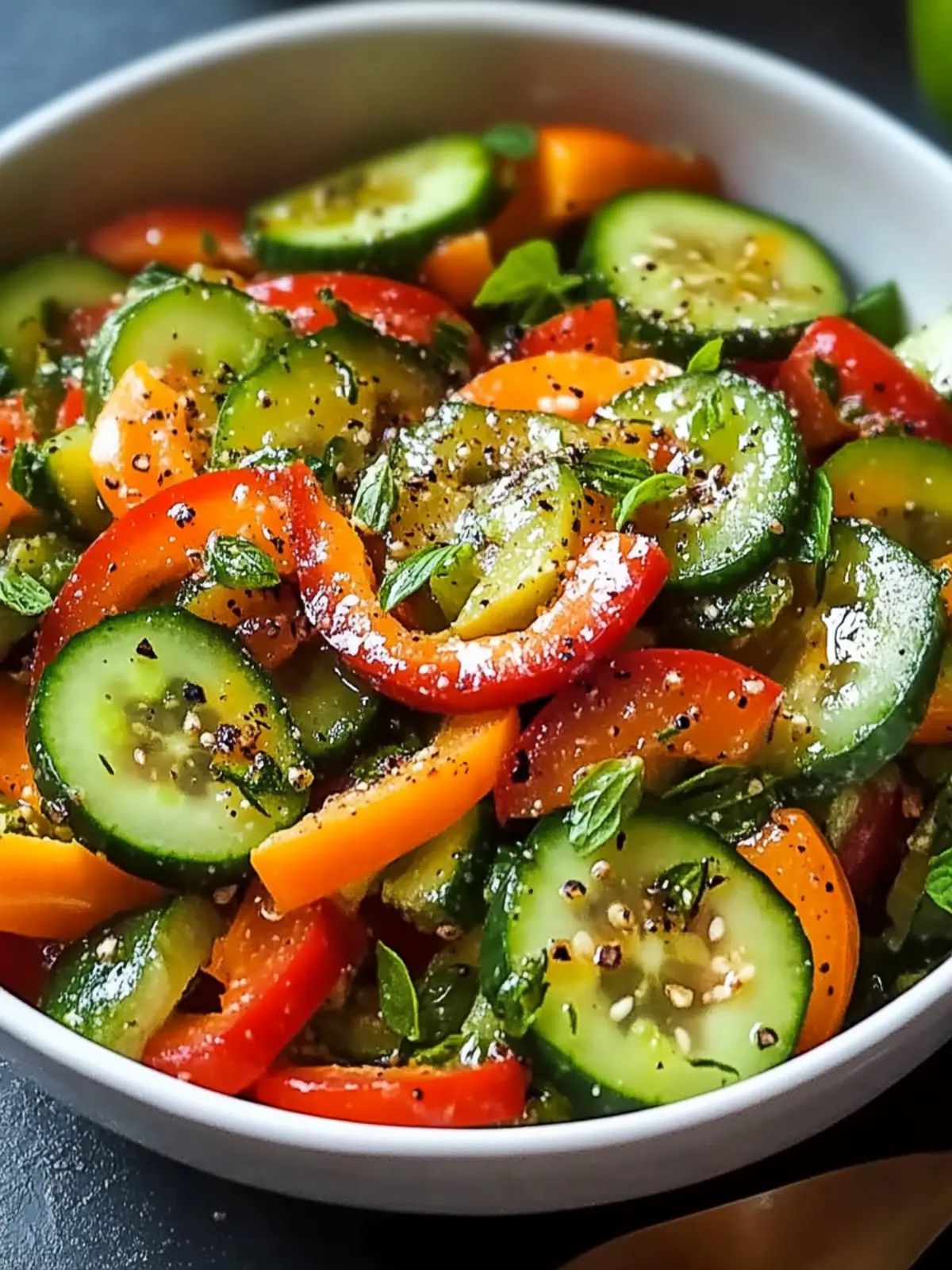 Crisp Cucumber Sweet Pepper Salad in 5 Minutes or Less 2 Cucumber Sweet Pepper Salad