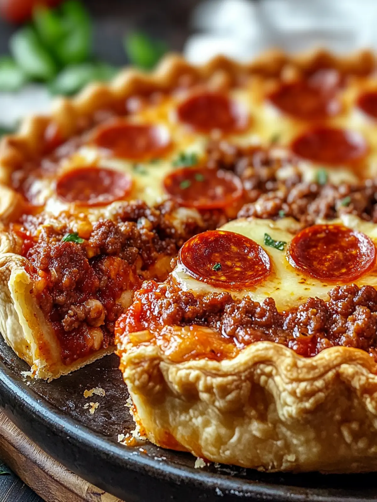 Delicious Deep Hamburger Beef Sausage & Pepperoni Pie Recipe 4 Deep Hamburger Beef Sausage & Pepperoni Pie