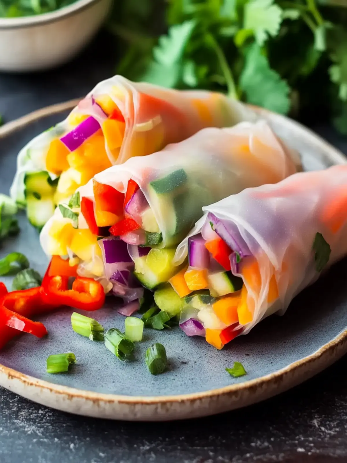 Rainbow Vegetable Spring Rolls with Spicy Sriracha-Mayo Delight 5 Rainbow Vegetable Spring Rolls