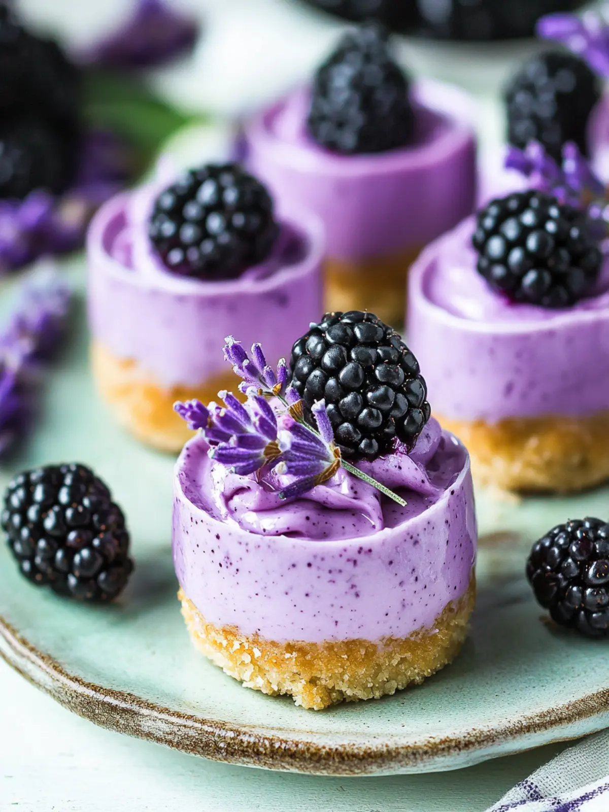 Delightful Mini Blackberry Lavender Cheesecakes to Savor 5 Mini Blackberry Lavender Cheesecakes