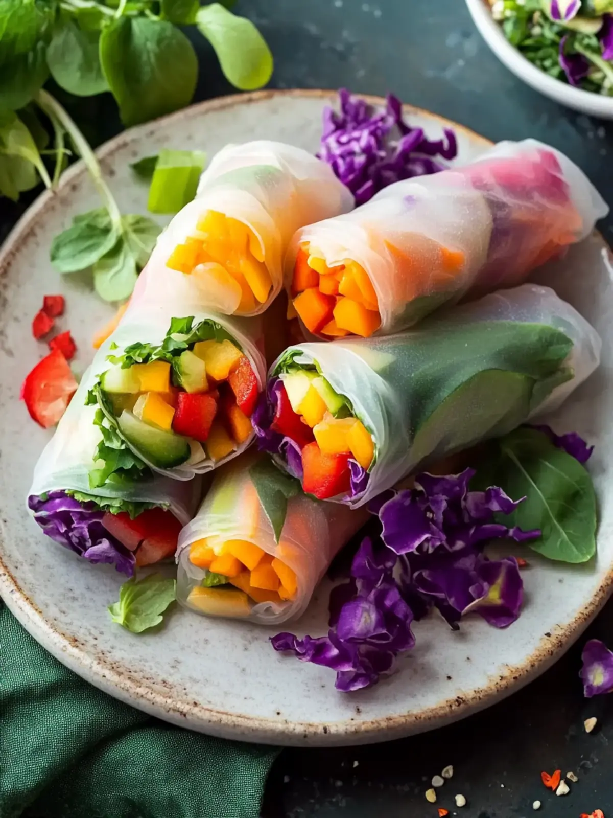 Rainbow Vegetable Spring Rolls with Spicy Sriracha-Mayo Delight 2 Rainbow Vegetable Spring Rolls