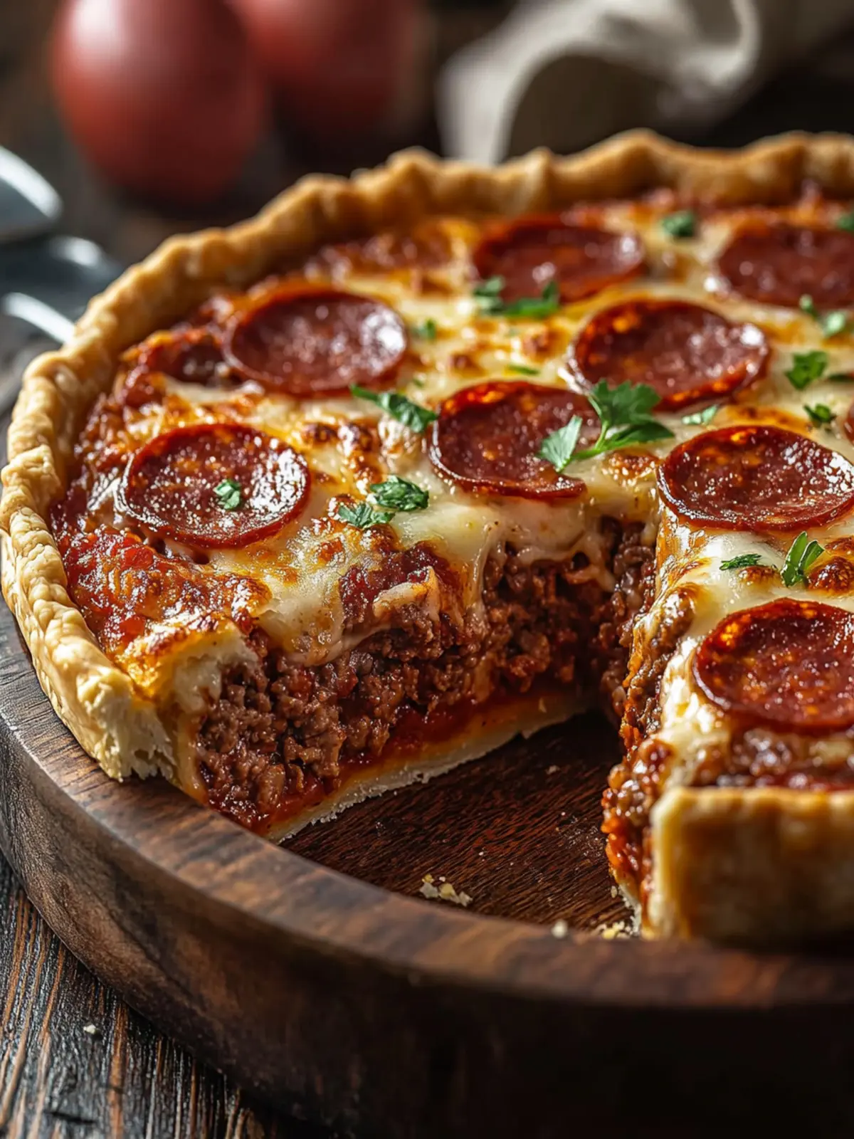 Delicious Deep Hamburger Beef Sausage & Pepperoni Pie Recipe 5 Deep Hamburger Beef Sausage & Pepperoni Pie