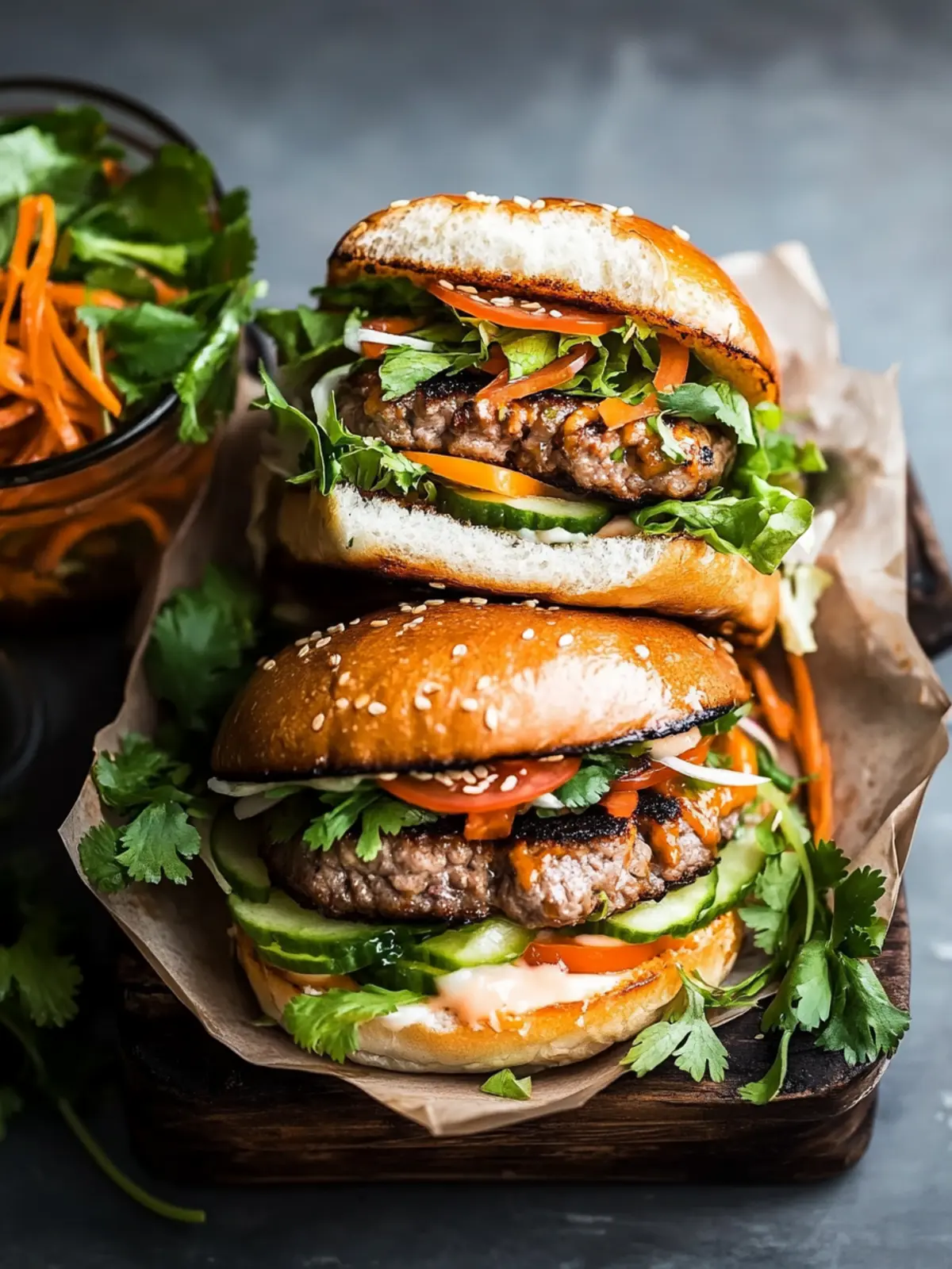 Savory Pork Banh Mi Burger: A Flavor-Packed Twist 4 Pork Banh Mi Burger