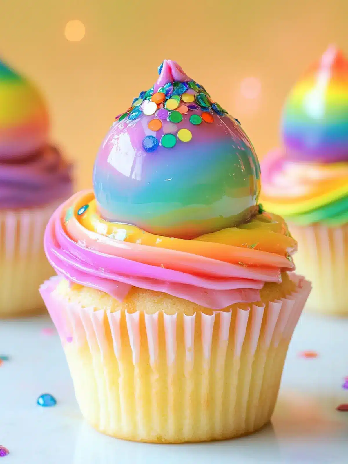 Delicious Rainbow Mirror Glaze Cupcakes to Brighten Your Day 5 Rainbow Mirror Glaze Cupcakes