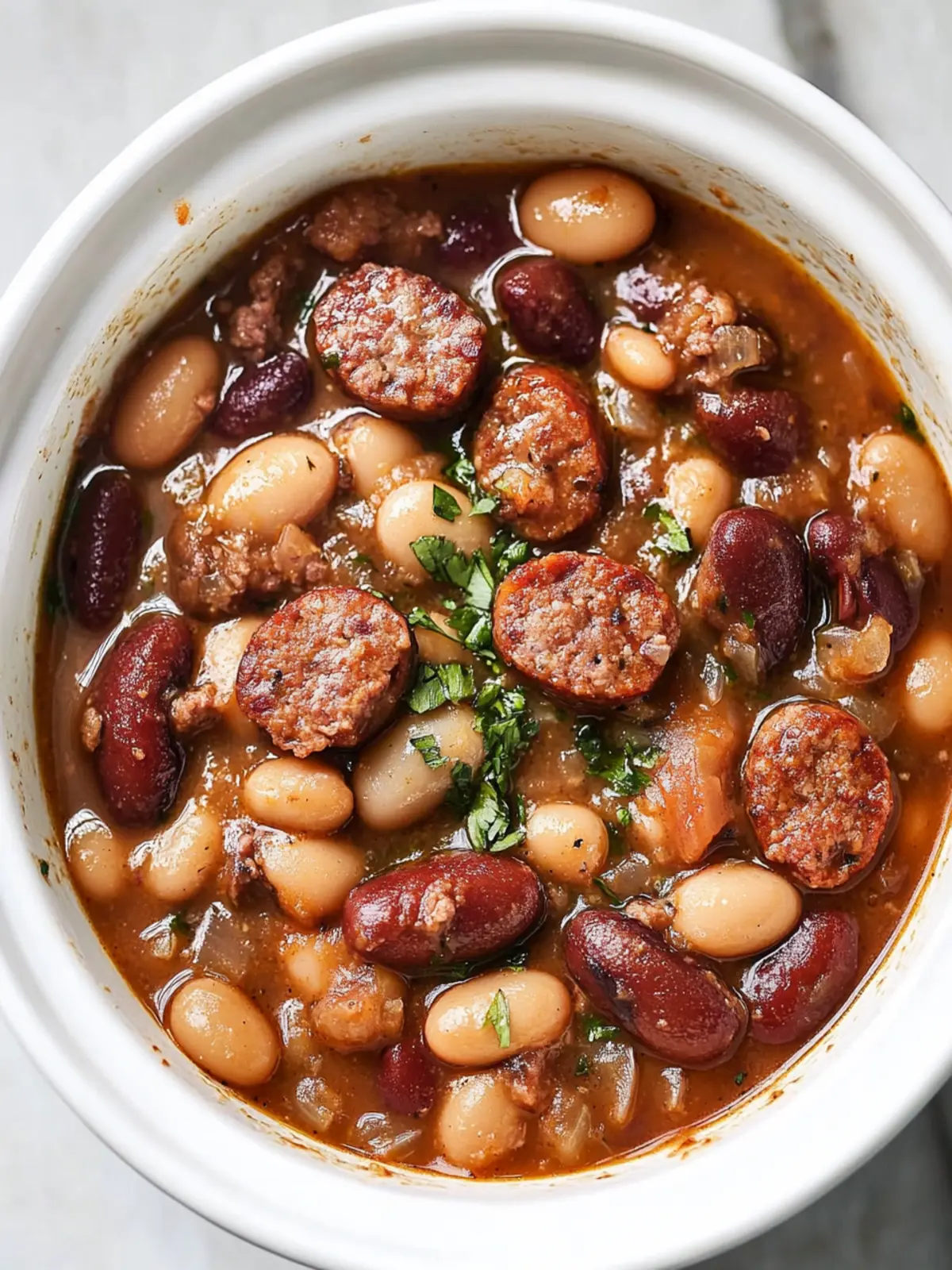 Savory Slow Cooker 4-Ingredient Sausage and Beans Delight 4 Slow Cooker 4-Ingredient Sausage and Beans