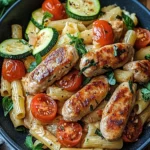 Delicious Chicken Sausages with Zucchini, Tomatoes, and Pasta Tonight 8 Chicken Sausages with Zucchini, Tomatoes, and Pasta