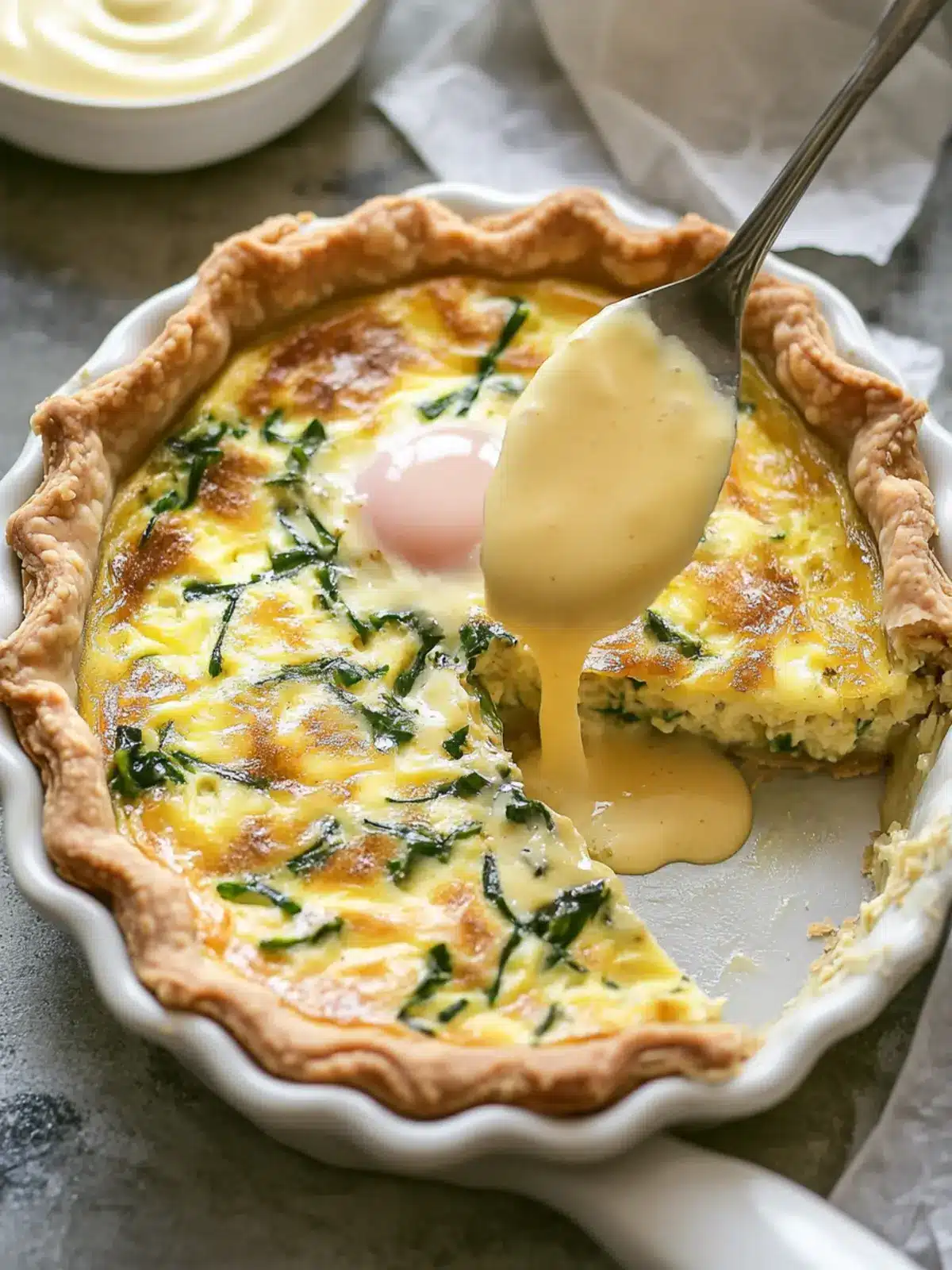 Delicious Eggs Benedict Quiche with Easy Hollandaise Sauce 5 Eggs Benedict Quiche with Hollandaise Sauce