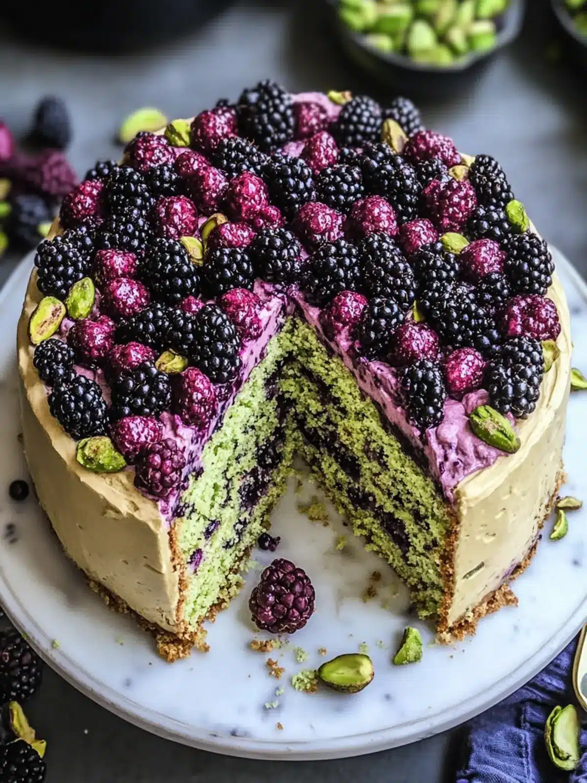 Delightful Pistachio and Blackberry Olive Oil Cake Recipe 2 Pistachio and Blackberry Olive Oil Cake