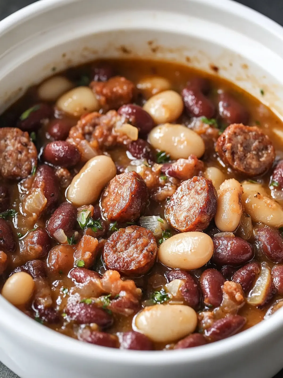 Savory Slow Cooker 4-Ingredient Sausage and Beans Delight 3 Slow Cooker 4-Ingredient Sausage and Beans