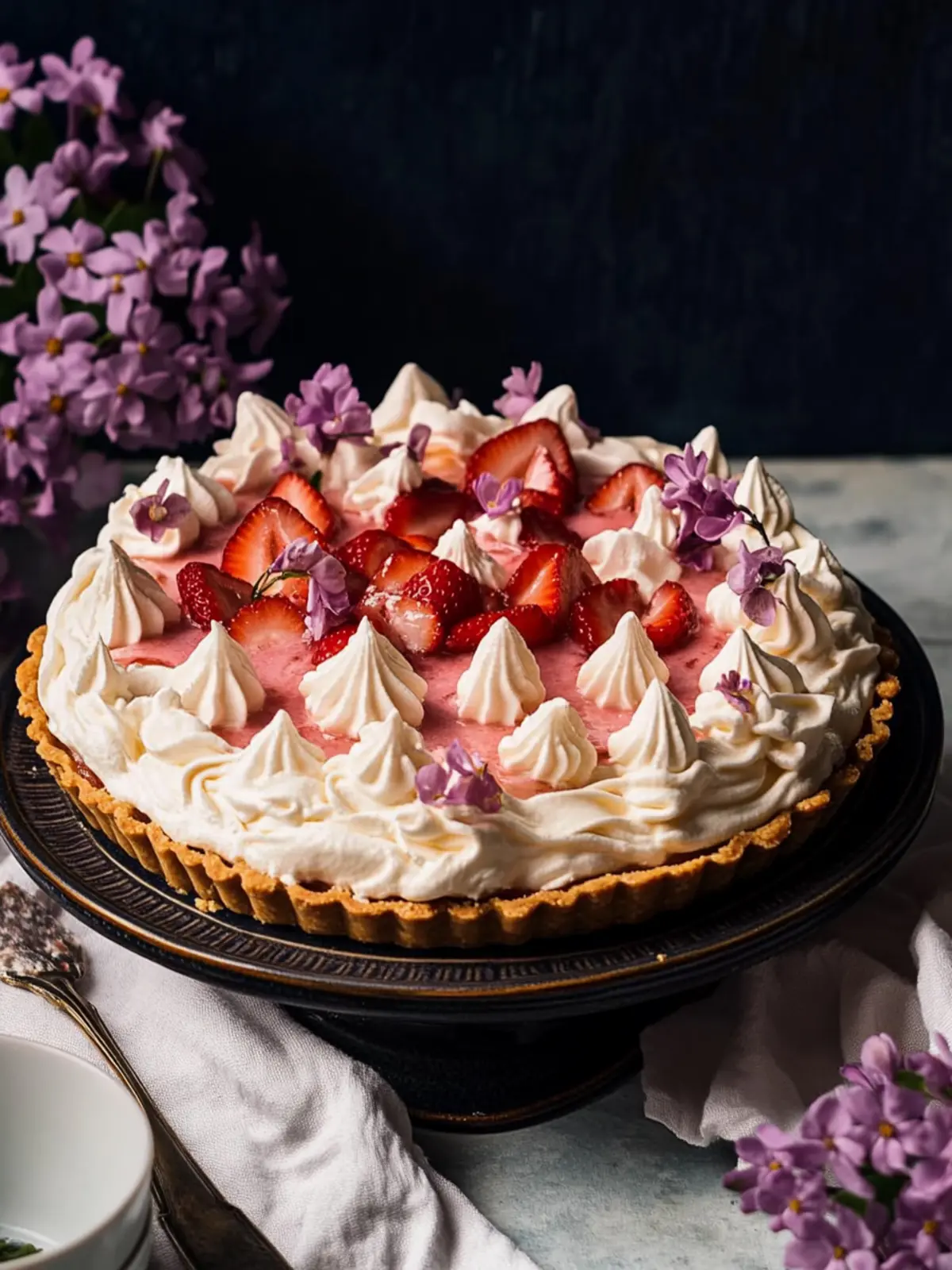 Rhubarb Cream Tart with Strawberry Meringue Bliss 4 Rhubarb Cream Tart with Strawberry Meringue