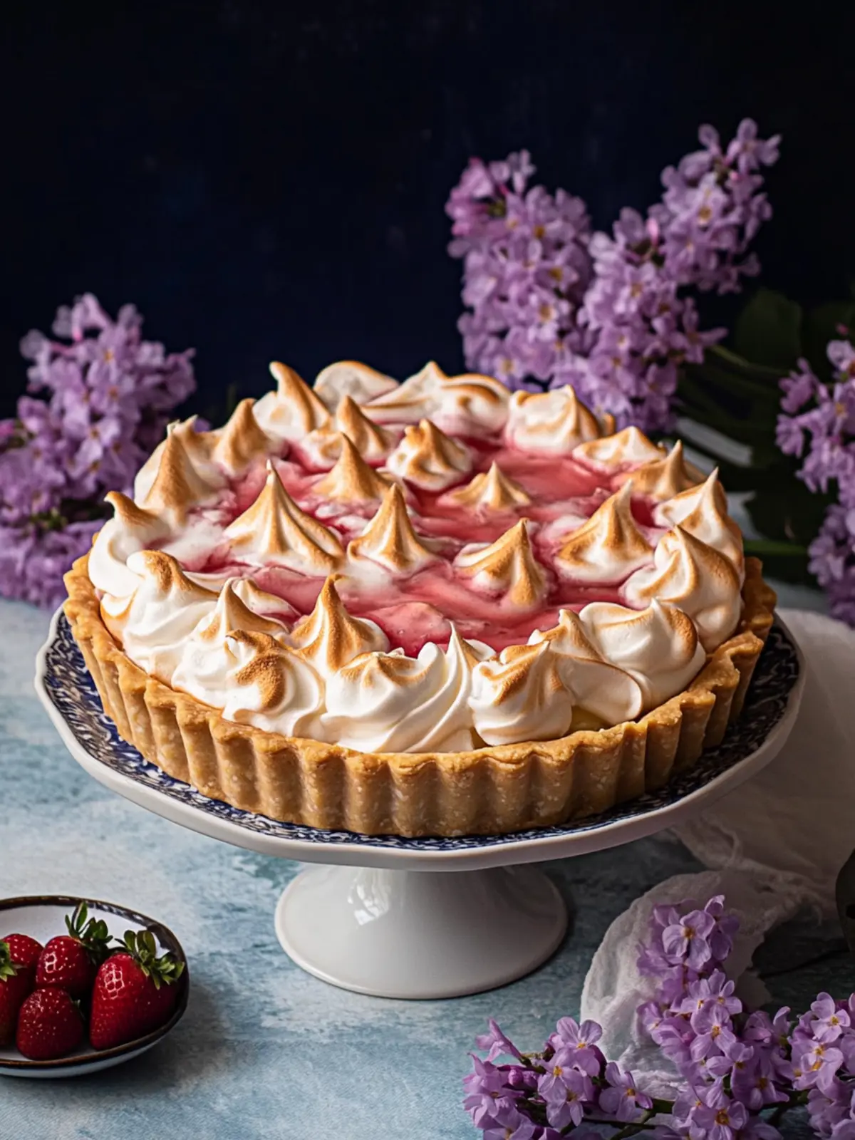 Rhubarb Cream Tart with Strawberry Meringue Bliss 3 Rhubarb Cream Tart with Strawberry Meringue