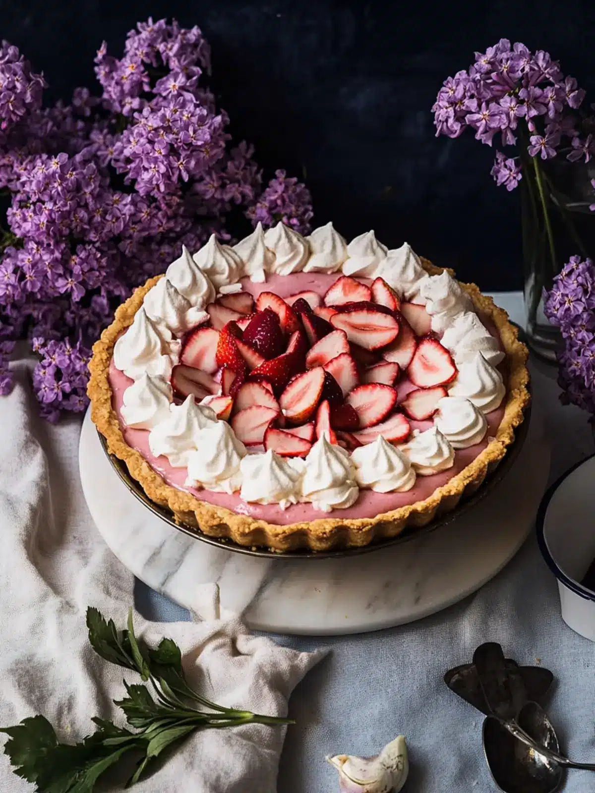 Rhubarb Cream Tart with Strawberry Meringue Bliss 2 Rhubarb Cream Tart with Strawberry Meringue