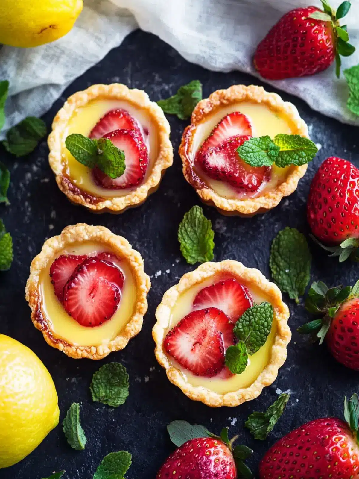 Strawberry Honey Custard Tarts with Lemon Curd for Spring Bliss 4 Strawberry Honey Custard Tarts with Lemon Curd