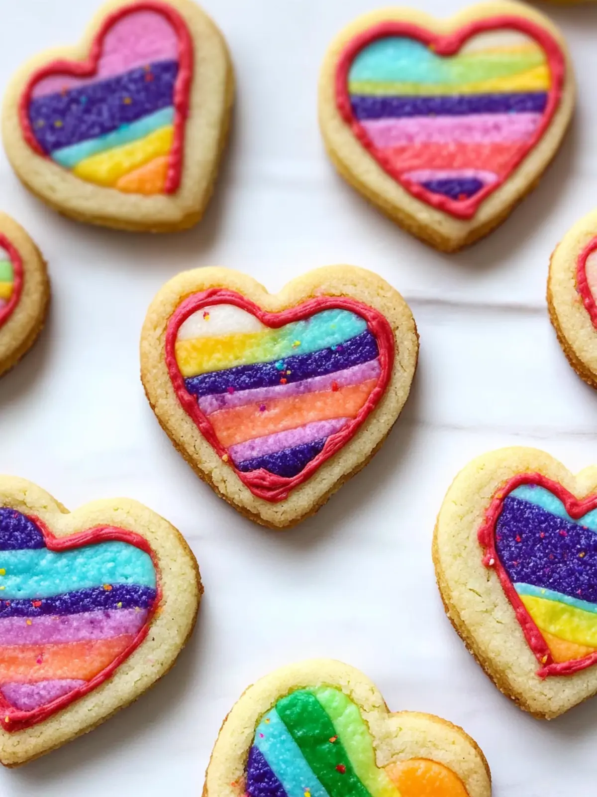 Bake Colorful Rainbow Heart Cookies for Joyful Celebrations 3 Rainbow Heart Cookies