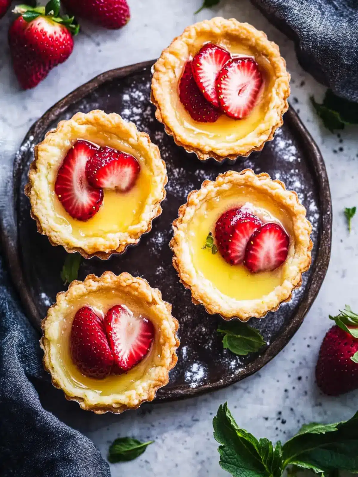 Strawberry Honey Custard Tarts with Lemon Curd for Spring Bliss 3 Strawberry Honey Custard Tarts with Lemon Curd
