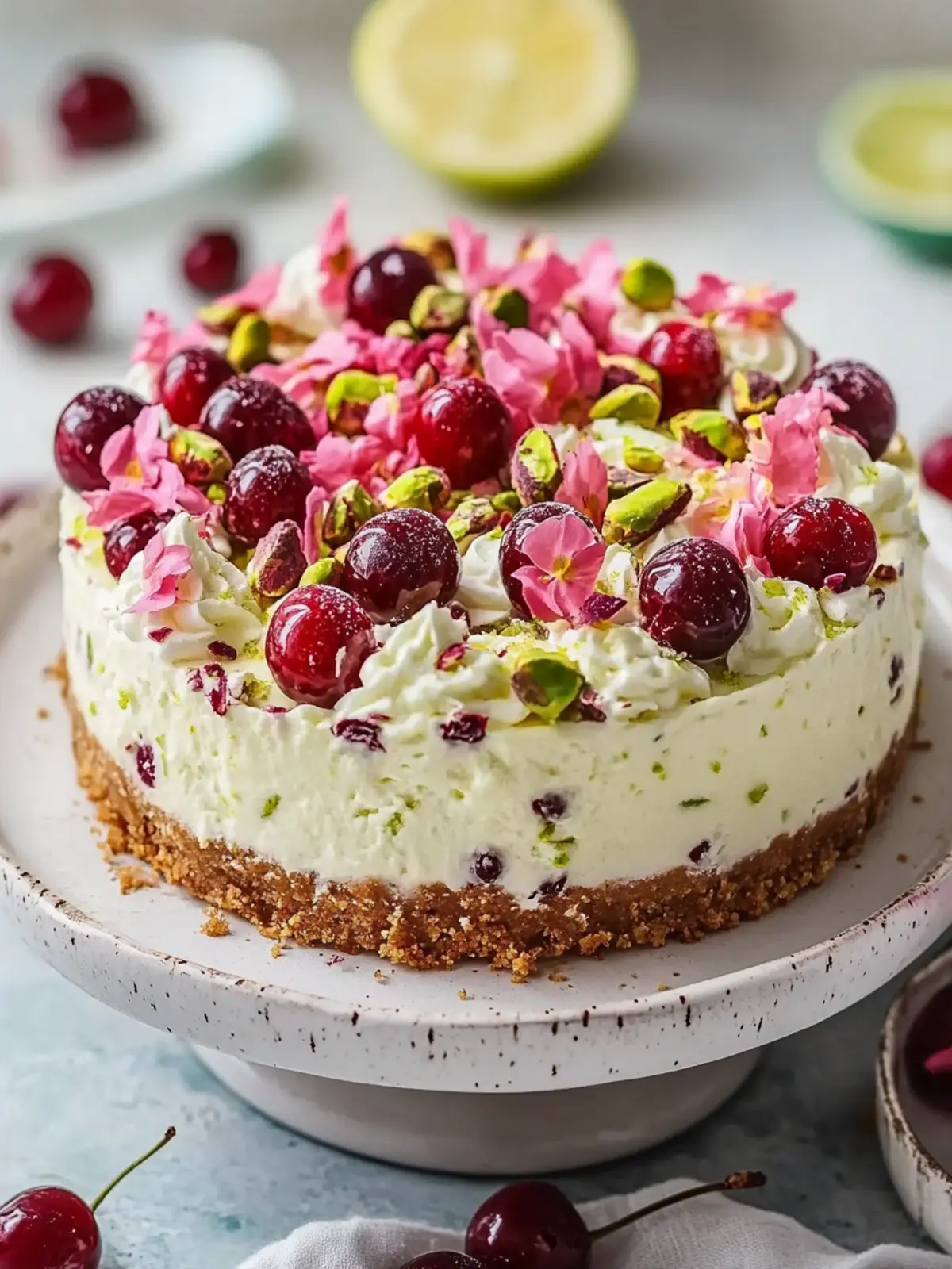 Lemon-Lime Cherry Pistachio Cheesecake for Joyful Gatherings 5 Lemon-Lime Cherry Pistachio Cheesecake