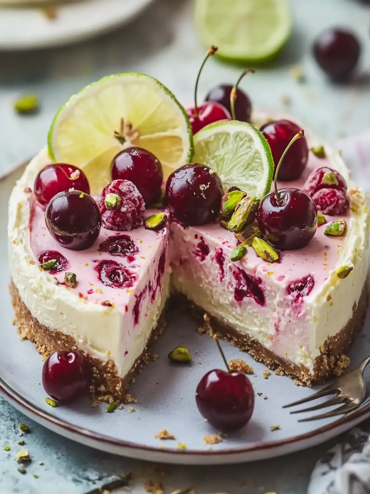 Lemon-Lime Cherry Pistachio Cheesecake for Joyful Gatherings 2 Lemon-Lime Cherry Pistachio Cheesecake